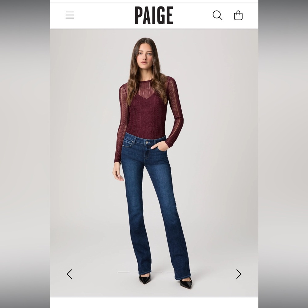 PAIGE Indigo Denim Manhattan Jeans Low Rise Bootcut Size 30 Tall